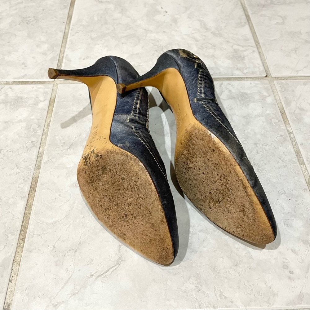 Casadei Denim Print Heels, size 9.5 - Picture 8 of 9